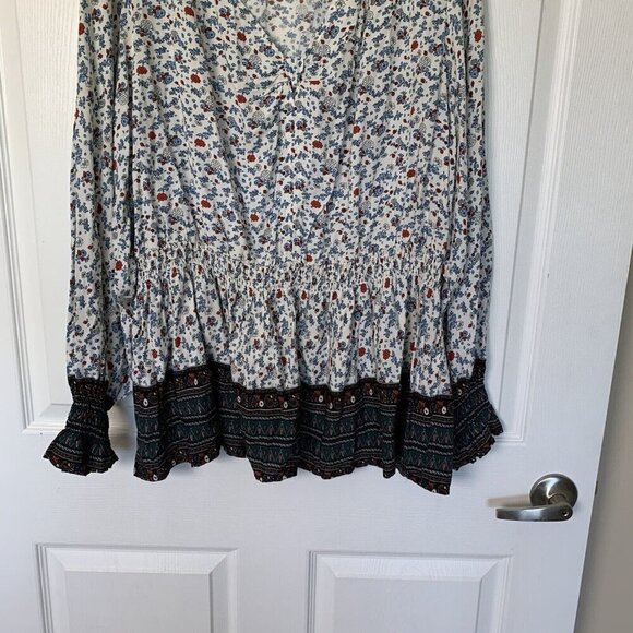 Weekend Suzanne Betro Women’s 3X Floral Multicolor Long Sleeve Boho V-Neck Top - Picture 3 of 9